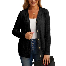 GRECERELLE Women's Cardigan Sweater Lightweight, Long Sleeve, Knit, Open Front, with Pockets