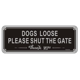 Dogs Loose Sign Dog Signs for Gates Shut The Gate Sign Aluminum 3.5'' x 9.8'' Reflective Dog Warning Signs,Fade Resistant, Waterproof, UV Resistant and Durable 1 Pack