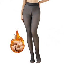 Women's Winter Skin-Coloured Tights Women's Winter Thermal Tights Lined Tights Thick Fleece Winter Tights Fake Translucent Warm Thermal Leggings Long, Black transparent (220 g for 5 ~ 20 °C)