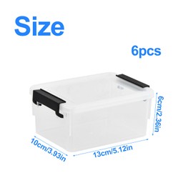 Dewocke Storage Box with Lid, Small, Set of 6 Mini Storage Boxes, Transparent, Robust Plastic Boxes, Stackable, for Pills, Jewellery, Craft Items and Small Parts Storage Box