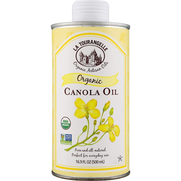 La Tourangelle, Organic Canola Oil, Expeller-Pressed Non-GMO Canola Seeds, Pesticide and Chemical Free, High Heat Neutral Cooking Oil, 16.9 fl oz