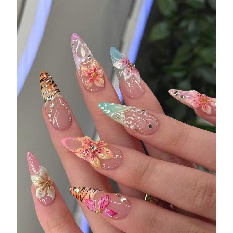 Mermaid's Treasure Floral & Tiger Nail Art Tropical Glam Press
