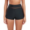 RELLECIGA Women's Black High Waisted Swim Board Shorts Boyshorts Bathing