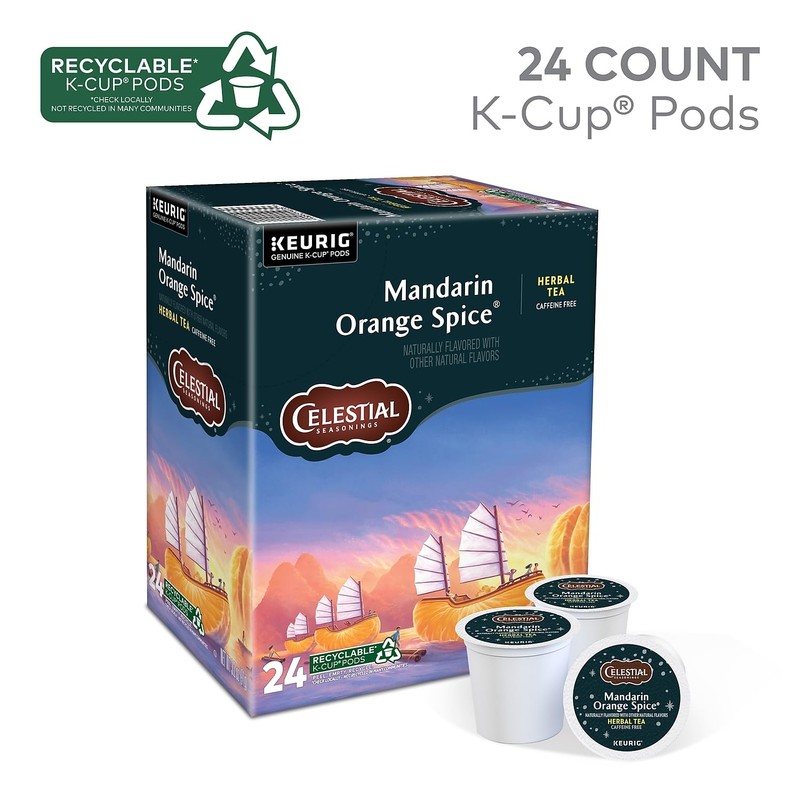 Celestial Seasonings Mandarin Orange Spice Herbal Tea, Keurig® K-Cup® Pods,