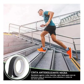 Cinta antideslizante transparente autoadhesiva, tira antiderrapante de seguridad para escaleras, baños, pisos, duchas y rampas, resistente al desgaste, impermeable y anticaídas. (Negro)