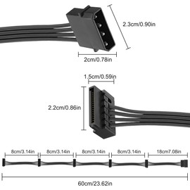 XMSJSIY 4 Pin IDE to SATA Power Cable IDE Male to 5 x 15 Pin SATA Female Splitter Power Supply Cable Converter to SATA Extension Cable for DIY PC Server Hard Drive Hard Disk