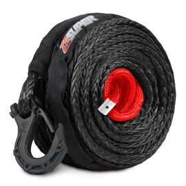 ZESUPER Synthetic Winch Rope 3/8" x 85ft Dyneema 12 Strand Winch Cable Car Tow Recovery Cable Winch Line Recovery Kit Winch Replacement Cable（Black）