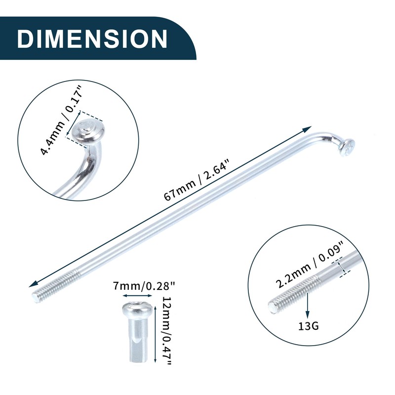 TUCKBOLD Bicycle Spokes Bike Wheel Spokes Silver Tone Nipple 1