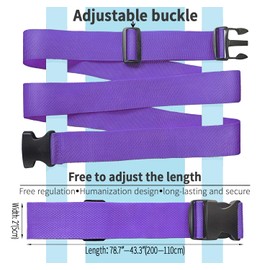 Aouzejum 4 Pack Luggage Straps for Suitcases, Suitcase Starps, TSA Approved for Travel Luggage Belt Strap, Heavy Duty Suitcase Belts Quickly Unbuttons and Fastens (Purple)