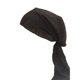 Short Headwrap Scarf Hair Tie Turban Fabric Hand Woven Breathable Bright Black and Color Stripes