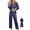 Womens Satin Pajamas Set 2Pcs Silk Pajama Long Sets XS-3XL