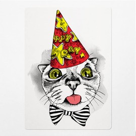 Decal Stickers of Cat Partyhat Bow Premium Indoor (No Waterproof) Vinyl Decal Stickers for Laptop Phone Accessory Helmet Car Window Mug Tuber Cup Door Wall Decoration NVCVER3g2257aBL