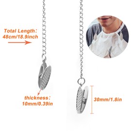 4 Pcs Napkin Chain with Clip Silver, Personal Serviette Chain with Clips, Elegant Serviette Holder Clips for Adult Kid and Pet (18.9 Inch)