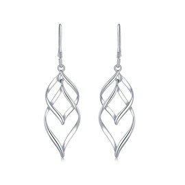 Silver Dangle Earrings for Women Long Dangling Earrings For Women (Silver- Two Layers Dangle Earrings)