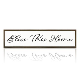 Rustic Home Signs, Christian Family Decor, Front Door Porch Decoration, Wall Decoration for Living Room, Desktop Decor, Housewarming Gift, Bless This Sign Home Sign 17.8x4x1.2 inches
