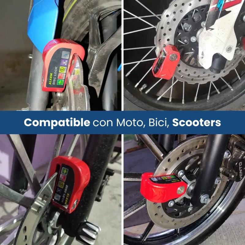 *Candado de Disco Freno Para Moto Antirrobo Con Alarma 110dB