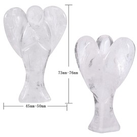 Nupuyai 7.3 cm Rock Crystal Gemstone Angel Figurine Stone Guardian Angel Figurine Decorative Jade Pocket Angel Lucky Charm for Love