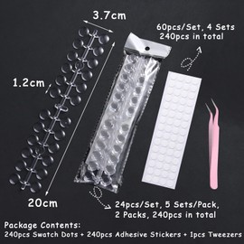240 Pcs Nail Polish Swatch Dots Transparent Round Nail Art Polish Color Display Tips Acrylic False Nail Sample Swatches with Adhesive Sticker for Nail Polish Training Practicing Displaying