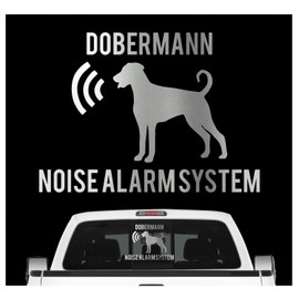 siviwonder Dobermann Unkupiert Noise Alarm System Car Sticker Dog Foil Dobi Dobie Colour Metallic Silver Size 10 cm