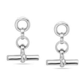 LeCalla 925 Sterling Silver T-Bar Drop Earrings for Women | Horizontal T Bar Charm Studs Earring | Silver Bar Dangle Stud Earrings Jewelry 20MM
