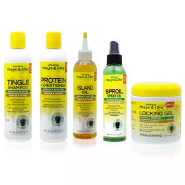 Jamaican Mango&Lime Shampoo Conditioner Sproil Spray&Island Oil Locking Gel Set