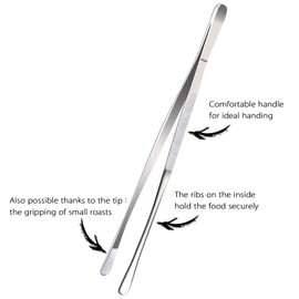 Rivoean 12-Inch Tweezer Tongs,Extra-Long Stainless Steel Tweezers Tongs