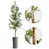 Artificial Tree in Modern Polygon Pattern Effect Planter, Fake Olive