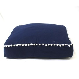 CRAFT KALA Meditation Floor Pillow Cover, Round Large Pillows Cover Seating for Adults, Bohemian Mandala Circle Cushions Cover for Outdoor Fireplace Yoga Living Room (Blue, 24" Square)