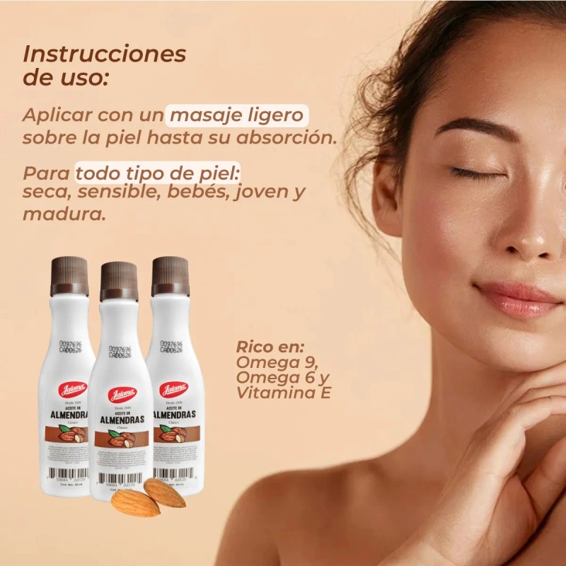 Aceite De Almendras Clásico Jaloma Pack 3 Piezas De 60