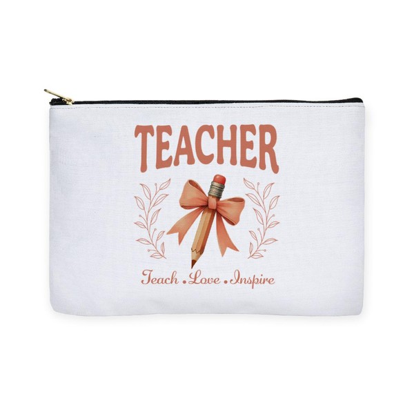 CafePress Cute Pencil With Pink Bow Teacher Large Zipper Toiletry