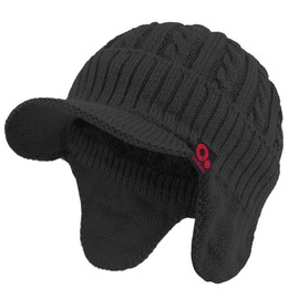FORDALLIO Gorro de invierno con visera con orejeras de punto con alas trampero, Negro -, Talla única