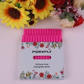 30 Pieces 7mm Sealing Wax Sticks for Glue Gun,PORXFLY Mini Wax Seal Sticks Great for Seals Stamp,Cards Envelopes,Wedding Invitations,Gift Wrapping,Wine Packages (Rose Red)