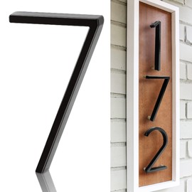 5" Metal Floating House Numbers,Ranslen Black Zinc Alloy Solid Modern House Address Number,Anti-Rust House Numbers Decorative Address Sign for Door Garden Mailbox with Nail Kit,Coated Black,Number(7)
