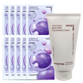 (10 sheets) Innisfree Active Mask Idebenone (elasticity and moisture) + Volcanic Pore Baja Cleansing Foam 150g / (10매)이니스프리 액티브 마스크 이데베논 (탄력촉촉)+화산송이 모공 바하 클렌징 폼150g