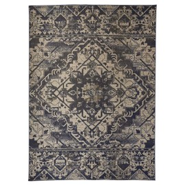 Feizy Rugs - Foster Collection, Transitional Ornamental Area Rug - Blue/Beige 6'-5" X 9'-6"