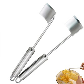 2 Pcs Silver Corn Cob Peeler Stainless Steel Corns Stripper Tool Suspensible Corns on the Cob Remover with Handle Heavy-Duty Corn Cutter Remover Tool Suitable For Home Kitchen