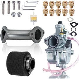 VM22 Carburetor w/Curved Manifold Performance Slide intake pipe Carb Kit For Predator 212cc GX200 Coleman CT200U BT200X Mini bike196 Clones Engine, KT196 Go kart (Obsidian Black)