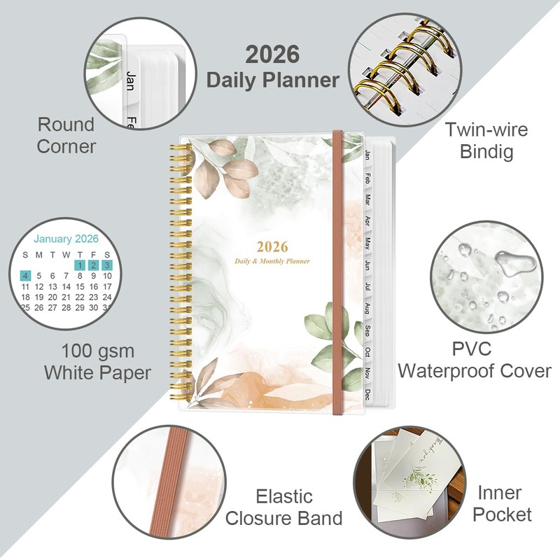 2026 Daily & Monthly Planner - One Page Per Day,