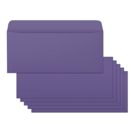 Business Envelops, 200-Pack #10 Purple Envelopes, Standard Square Flap, Gummed Seal, Perfect for Invitations, Office, Checks, Letter, Mailing, Crafts, Printable, Windowless, 4-1/8 x 9-1/2 Inches