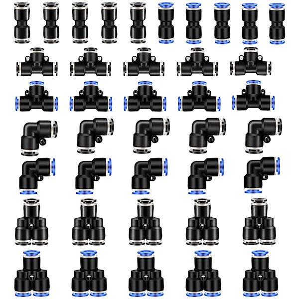 40pcs Push to Connect Fittings Quick Release Pneumatic Connectors Air