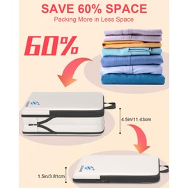 Ougrand 6 Set Compression Packing Cubes for Travel, Lightweight Suitcase Organizer Bags Set for Travel Essentials, Durable Luggage Organizer Bags (Beige)