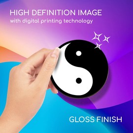 1 x Round Coaster - Yin Yang Symbol Philosophy Cork Backed MDF Glossy Tea Coffee Accessory #4396