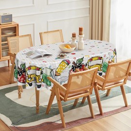 Horaldaily Back to School Tablecloth 60×84 Inch Oval, Opening Season Party Supplies, Stationery Books Apple Washable Seasonal Table Cover for Party Picnic Dinner Decor