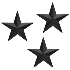 JoyEvy 12" Black Barn Star Wall Decor,Metal Stars Rustic Vintage Western Country Farmhouse Home Indoor or Outdoor Wall Decoration,Texas Stars for House Art Décor(Set of 3)