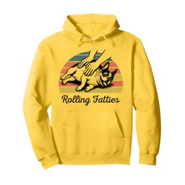 Chubby French Bulldog Rolling Fatties Funny Vintage Pullover Hoodie