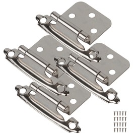 Greoil 50-Pack Cabinet Hinges, 1/2 Inch Overlay, Satin Nickel Semi-Concealed, Self-Closing, Face Mount