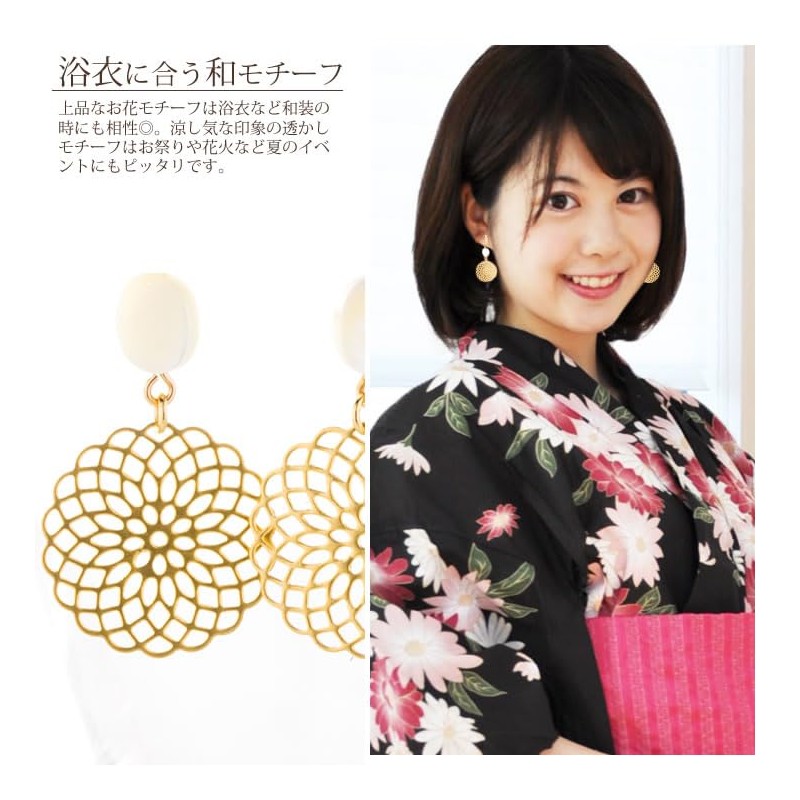 openwork earrings, Brass, white oyster