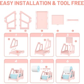 Thermal Shipping Label Holder for Rolls & Fan-Fold,Desktop Home Office Accessory for Holographic Sticker Maker,Label Stand Desktop Printer Holder (Pink)