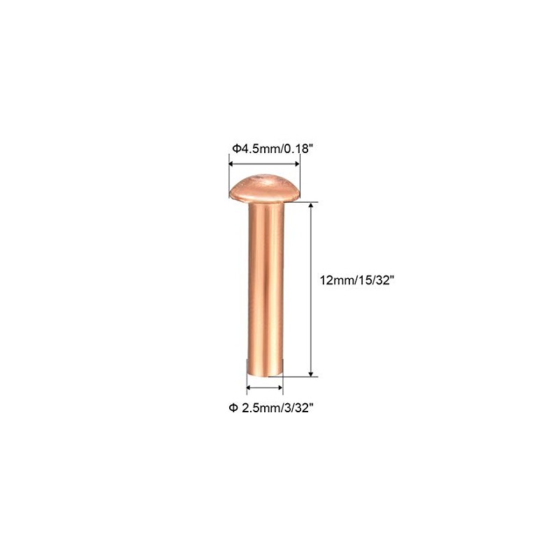 sourcing map Pack of 100 3/32" x 15/32" Round Head