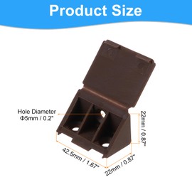 sourcing map 8 Pcs 90 Degree Plastic Corner Braces, 22x42.5x22mm Shelf Right Angle Brackets with Screws for Cabinets Cupboards, Brown